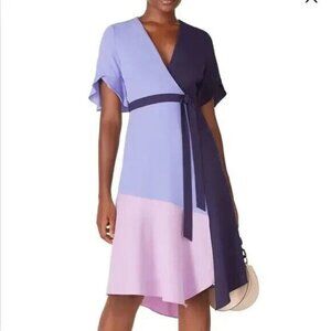 Hutch Colorblock Wrap Midi Dress Size XS Blue Wedding Guest Church Work Event